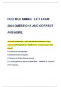 HESI MED SURGE EXIT EXAM  2024 QUESTIONS AND CORRECT  ANSWERS.