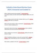 Esthetics State Board Review Exam 2024| Answered and Graded A+