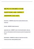 MICRO-ECONOMICS EXAM  QUESTIONS AND C0RRECT  ANSWERS 2023-2024&period;