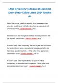 EMD (Emergency Medical Dispatcher) Exam Study Guide Latest 2024 Graded A+