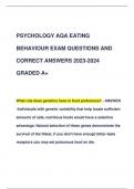 PSYCHOLOGY AQA EATING  BEHAVIOUR EXAM QUESTIONS AND  CORRECT ANSWERS 2023-2024  GRADED A+