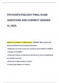 PSYCHOPATHOLOGY FINAL EXAM  QUESTIONS AND CORRECT GRADED  A+ 2024.
