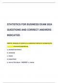 STATISTICS FOR BUSINESS EXAM 2024  QUESTIONS AND CORRECT ANSWERS  INDICATED.