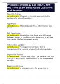 Principles of Biology Lab &vert; BIO-L-100 &vert; Mid-Term Exam Study Guide Questions And Answers 