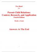 Test Bank for Parent-Child Relations Context, Research, and Application 4th Edition ByPhyllis Heath (All Chapters, 100% Original Verified, A+ Grade)