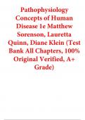 Test Bank for Pathophysiology Concepts of Human Disease 1st Edition By Matthew Sorenson&comma; Lauretta Quinn&comma; Diane Klein &lpar; All Chapters&comma; 100&percnt; Original Verified&comma; A&plus; Grade&rpar;
