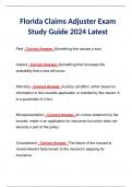 Florida Claims Adjuster Exam Study Guide 2024 Latest