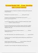 Personal Health TOP Exam Questions  And Correct Answers