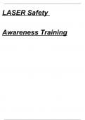 LASER SAFETY AWARENESS TRAINING TEST EXAM QUESTIONS AND ANSWERS 2023 NEW MATERIAL GUIDELASER SAFETY AWARENESS TRAINING TEST EXAM QUESTIONS AND ANSWERS 2023 NEW MATERIAL GUIDE