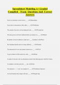Spreadsheet Modeling A&plus; Graded  Compiled Exam Questions And Correct  Answers