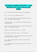 Spreadsheet Modeling UPDATED Exam  Questions And Correct Answers 2024  Edition