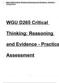 WGU D265 CRITICAL THINKING REASON AND EVIDENCE OBJECTIVE ASSESSMENT EXAM LATEST 2024 QUESTIONS AND CORRECT ANSWER