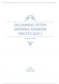 RN Learning System Maternal Newborn Practice Quiz 1