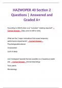 HAZWOPER 40 Section 2 Questions | Answered and Graded A+