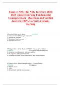 Exam 4: NSG122/ NSG 122 (New 2024/ 2025 Update) Nursing Fundamental Concepts Exam | Questions and Verified Answers| 100% Correct| A Grade - Herzing