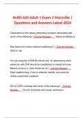 NURS 620 Adult 1 Exam 2 Maryville &vert; Questions and Answers Latest 2024