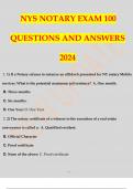 NYS NOTARY EXAM 100 QUESTIONS AND ANSWERS 2024.
