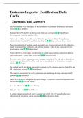 Emissions Inspector Certification Flash Cards