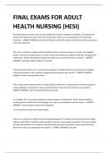 FINAL EXAMS FOR ADULT HEALTH NURSING (HESI)