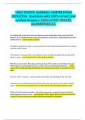 HIGH SCHOOL BASEBALL UMPIRE EXAM 2024&sol;2024&period; Questions with 100&percnt; correct and verified Answers&period; 2024 LATEST UPDATE&comma; GUARANTEED A&plus;&period;