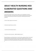 ADULT HEALTH NURSING HESI  ELABORATED QUESTIONS AND  ANSWERS