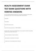HEALTH ASSESSMENT EXAM  TEST BANK QUESTIONS WITH  VERIFIED ANSWERS