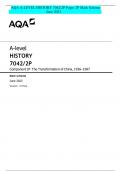 AQA A-LEVEL HISTORY 7042/2P Paper 2P Mark Scheme June 2023