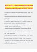 WGU C483 Principles of Management Questions and Answers 100% Verified