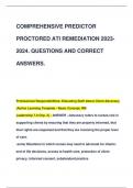 COMPREHENSIVE PREDICTOR  PROCTORED ATI REMEDIATION 2023- 2024. QUESTIONS AND CORRECT  ANSWERS.