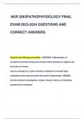 NUR 2063PATHOPHYSIOLOGY FINAL  EXAM 2023-2024 QUESTIONS AND  CORRECT ANSWERS&period;