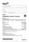 AQA GCSE COMBINED SCIENCE:TRILOGY CHEMISTRY PAPER 2H 2023(ACTUAL QUESTIONS)