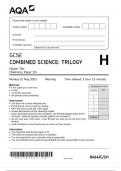 AQA GCSE COMBINED SCIENCE:TRILOGY CHEMISTRY PAPER 1H 2023(ACTUAL QUESTIONS)