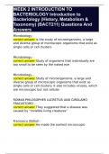 WEEK 2 INTRODUCTION TO BACTERIOLOGY Introduction to Bacteriology (History, Metabolism & Taxonomy) (BACT211) Questions And Answers 