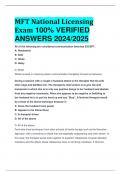 BEST ANSWERS MFT National Licensing Exam 100% VERIFIED  ANSWERS 2024/2025