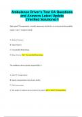 Ambulance Driver's Test CA Questions and Answers Latest Update &vert;&lpar;Verified Solutions&rpar;&excl;&excl;
