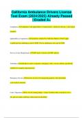California Ambulance Drivers License Test Exam &lpar;2024&sol;2025&rpar; Already Passed &vert;&vert;Graded A&plus;