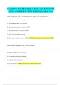 CA DMV AMBULANCE TEST QUESTIONS AND ANSWERS 100&percnt; PASS &vert;&vert;Graded A&plus;&plus;