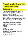 Psychiatric Genetics Questions and Answers.                                       