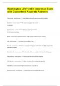 Washington Life&sol;Health Insurance Exam with Guaranteed Accurate Answers
