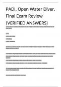 PADI, Open Water Diver, Final Exam Review (VERIFIED ANSWERS)                                                                                                               