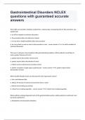 Gastrointestinal Disorders NCLEX questions with guaranteed accurate answers