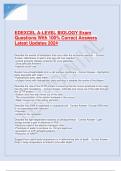 EDEXCEL A-LEVEL BIOLOGY Exam  Questions With 100&percnt; Correct Answers  Latest Updates 2024
