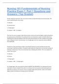 Nursing 101 Fundamentals of Nursing  Practice Exam 1, Part 1 Questions and  Answers ( Top Graded)