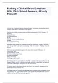 Podiatry - Clinical Exam Questions With 100&percnt; Solved Answers&comma; Already Passed&excl;&excl;