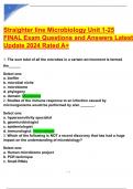 Straighter line Microbiology Unit 1-25  FINAL Exam Questions and Answers Latest  Update 2024 Rated A+