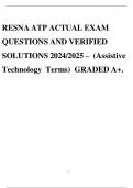 RESNA ATP ACTUAL EXAM QUESTIONS AND VERIFIED SOLUTIONS 2024/2025 – (Assistive Technology Terms) GRADED A+