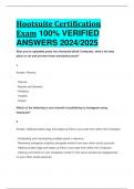 BEST ANSWERS Hootsuite Certification Exam 100% VERIFIED  ANSWERS 2024/2025