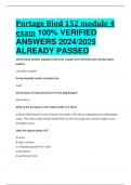 Portage Biod 152 module 4 exam 100% VERIFIED  ANSWERS 2024/2025  ALREADY PASSED
