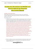Straighterline Microbiology Lab BIO250L Lab 4 Selective Media & Agar Worksheet Questions and Answers 2024 / 2025 (New Version Updated)