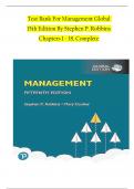 TEST BANK For Management Global, 15th Edition By Stephen P. Robbins, Verified Chapters 1 - 18, Complete Newest Version